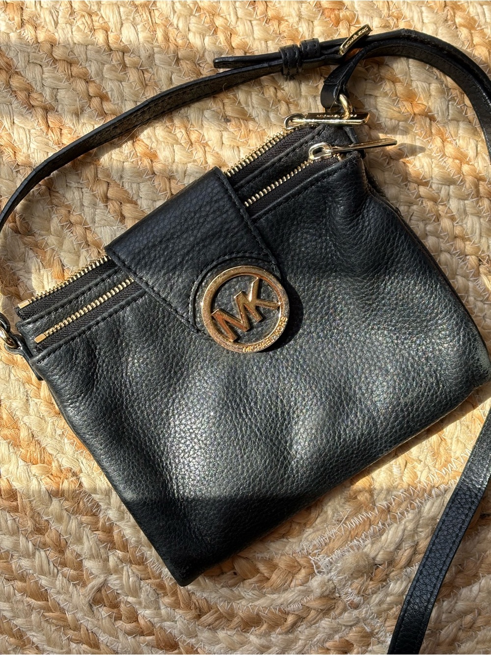 Michael Kors Black Pebbled Leather Crossbody Bag